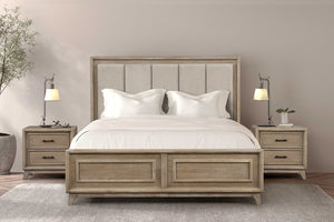 English Elm Transitional Oak Nightstand with Dovetail Drawers Felt Lining and Angled Feet B2741P435910