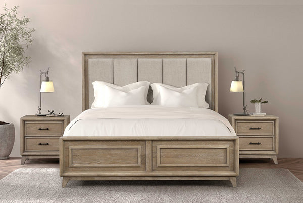 English Elm Transitional Oak Nightstand with Dovetail Drawers Felt Lining and Angled Feet B2741P435910