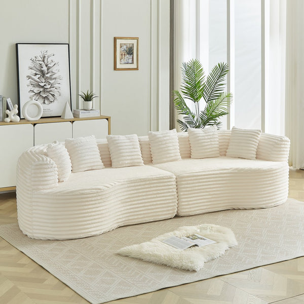 English Elm Curved Chenille Sectional Sofa Oversized Four Seat Cloud Foam Living Room Lounge W3505P355585