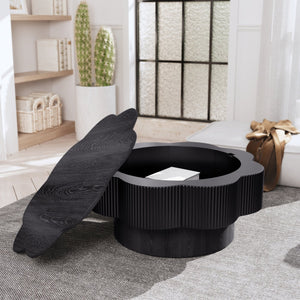 English Elm 31.50"modern Blossom Coffee Table Wood Veneer Iron Base Storage Living Room W757P350935