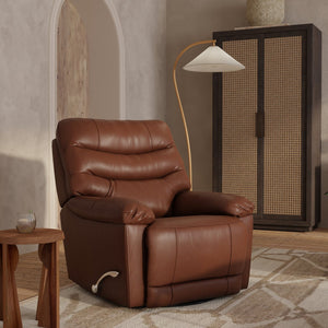 English Elm Global Home Swivel Glider Recliner In Oslo Pecan - Luxurious Comfort With 360° Motion & Leather Finish B339P333952