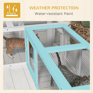 English Elm Pawhut Wooden Cat Tunnel 98" - Modular Design With 8 Doors For Indoor & Outdoor Play, Safe & Stylish W2225P200584-GIGA