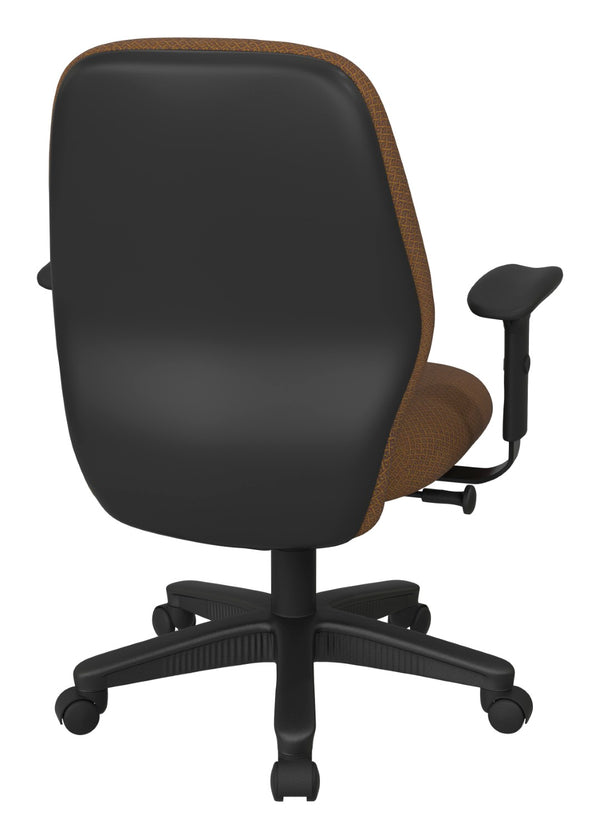 OSP Home Furnishings Mid Back Ergonomic Manager Chair with Synchro Tilt Lumbar Support and Padded Arms Autumn 3121-108