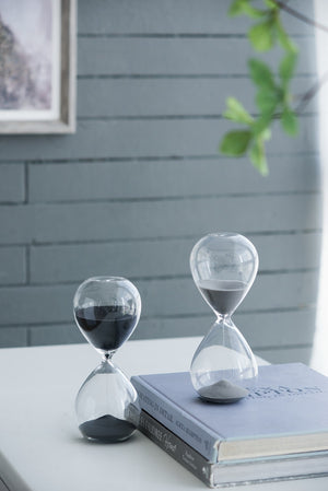 English Elm Set Of 2 Elegant 30-Minute Hourglasses With Gray Sand - Modern Decor For Home & Office Spaces W2078P278060-GIGA