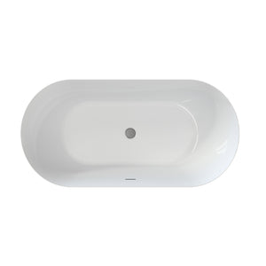 English Elm 55" Acrylic Freestanding Soaking Tub Glossy White Spa Style Deep Basin Bath W1920P386230