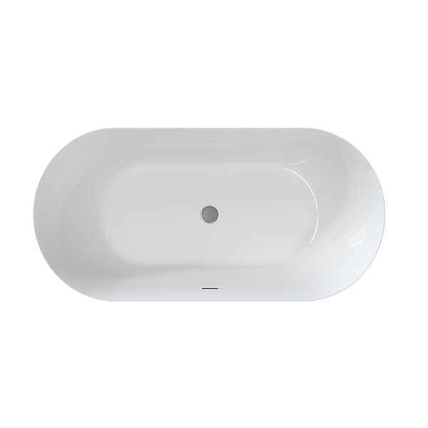 English Elm 55" Acrylic Freestanding Soaking Tub Glossy White Spa Style Deep Basin Bath W1920P386230