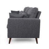 Christopher Knight Home® - Noble House - Roselle Contemporary 3 Seater Fabric Sofa, Charcoal And Espresso