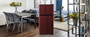 English Elm 3.5cu.ft Two Door Compact Mini Fridge Wood Finish Freezer Dorm Bar Office W1002P210657