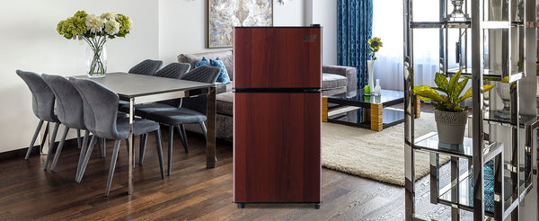 English Elm 3.5cu.ft Two Door Compact Mini Fridge Wood Finish Freezer Dorm Bar Office W1002P210657