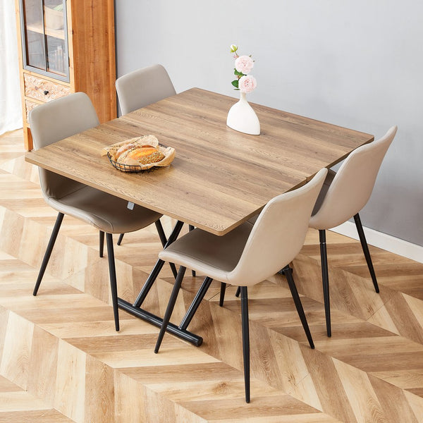 English Elm Table and Chair Set Adjustable Height Mdf Wood Grain Top with Four Pu Seats W1151S03996
