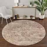 Unique Loom Oasis Wave Machine Made Abstract Rug Brown, Beige/Ivory/Light Brown 7' 1" x 7' 1"