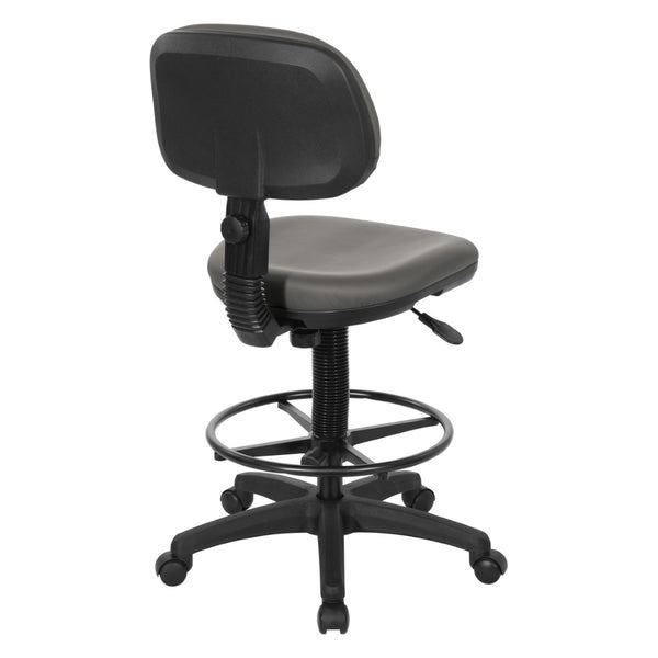 OSP Home Furnishings Sculptured Ergonomic Drafting Chair with Vinyl Upholstery for Studio and Lab Workspaces Dillon Steel DC517V-R112