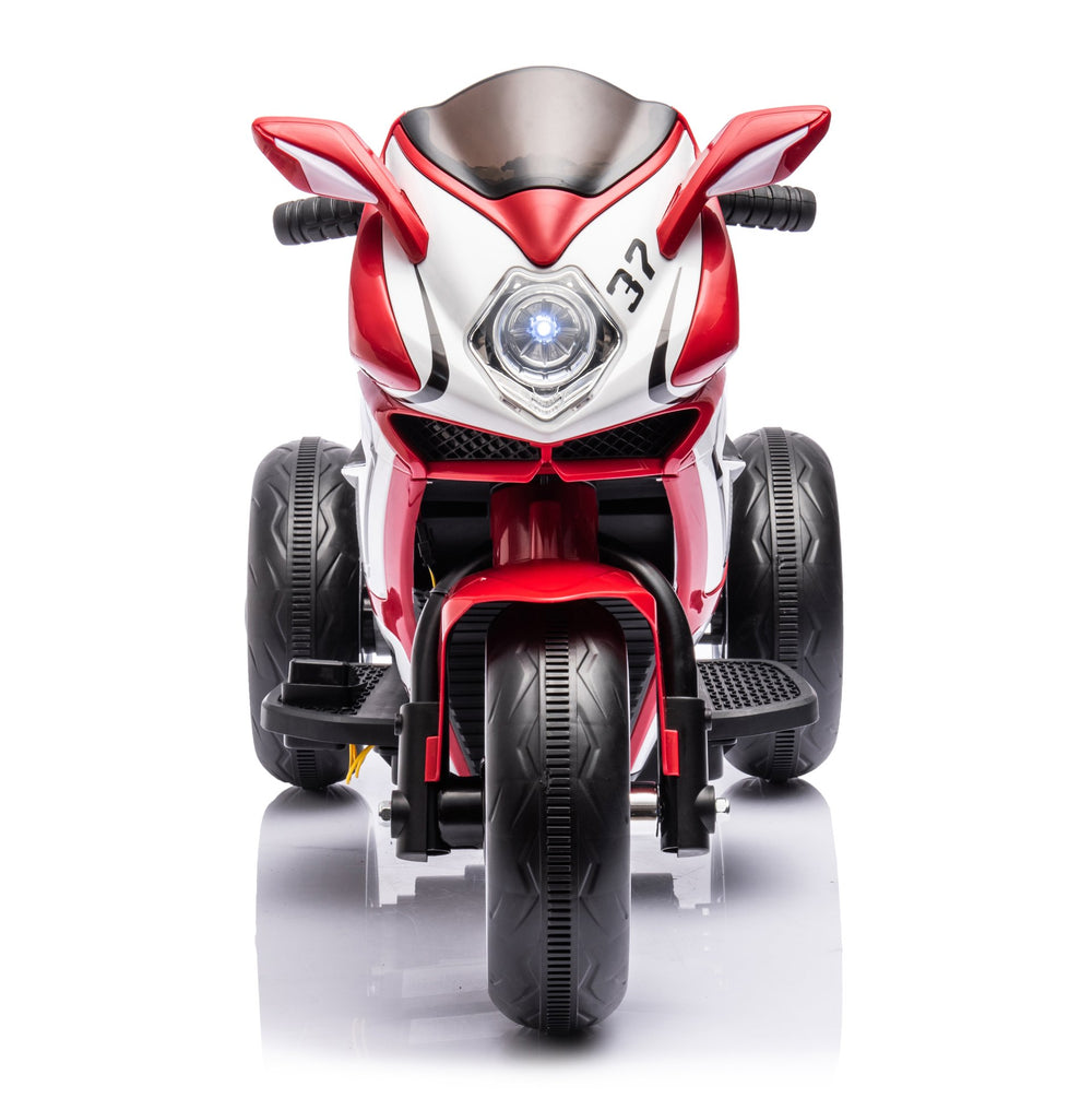 English Elm 6v Kids Ride on Motorcycle with Led Wheels Mp3 Player and Sport Bike Style for Toddlers Red W1760110304