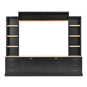 English Elm 102.3"w Farmhouse Wall Unit Four Piece Entertainment Center with Storage for Living Room N721S000051B-2