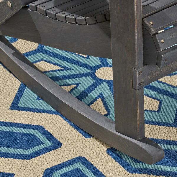 English Elm Christopher Knight Home® - HOLLYWOOD Acacia Wood Adirondack Rocking Chair with Long Rockers, Weather-Resistant, Cozy Cottage Vibe DARK GREY 38.75 L x 28 W x 9 H 62398.00DGRY