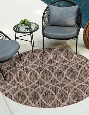 Unique Loom Outdoor Trellis Gitter Machine Made Trellis Rug Brown, Ivory 10' 0" x 10' 0"