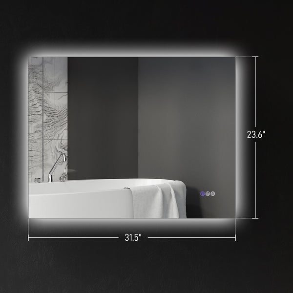 English Elm Homcom Led Bathroom Mirror 32"X24" - Backlit Anti-Fog Vanity With Memory, Dimmable & Color Options W2225P229672