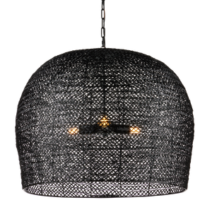 Piero Black Chandelier - Elegant Satin Finish, Textured Iron Design for Bohemian Home Décor Style