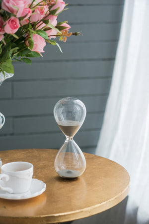 English Elm Set Of 2 Elegant 30-Minute Hourglasses With Gray Sand - Modern Decor For Home & Office Spaces W2078P278060-GIGA