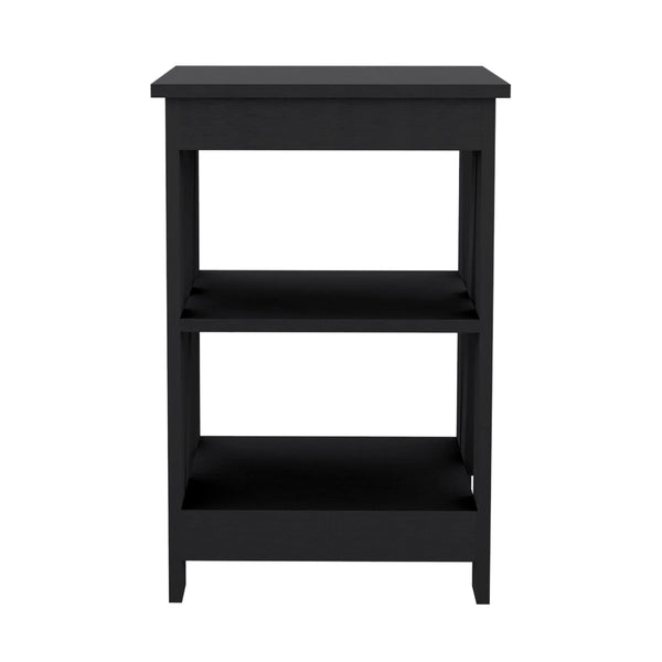 English Elm Taylor 3-Tier End Table with Ample Storage, Space-Saving Nightstand Sofa Side Table in Black B200P188839