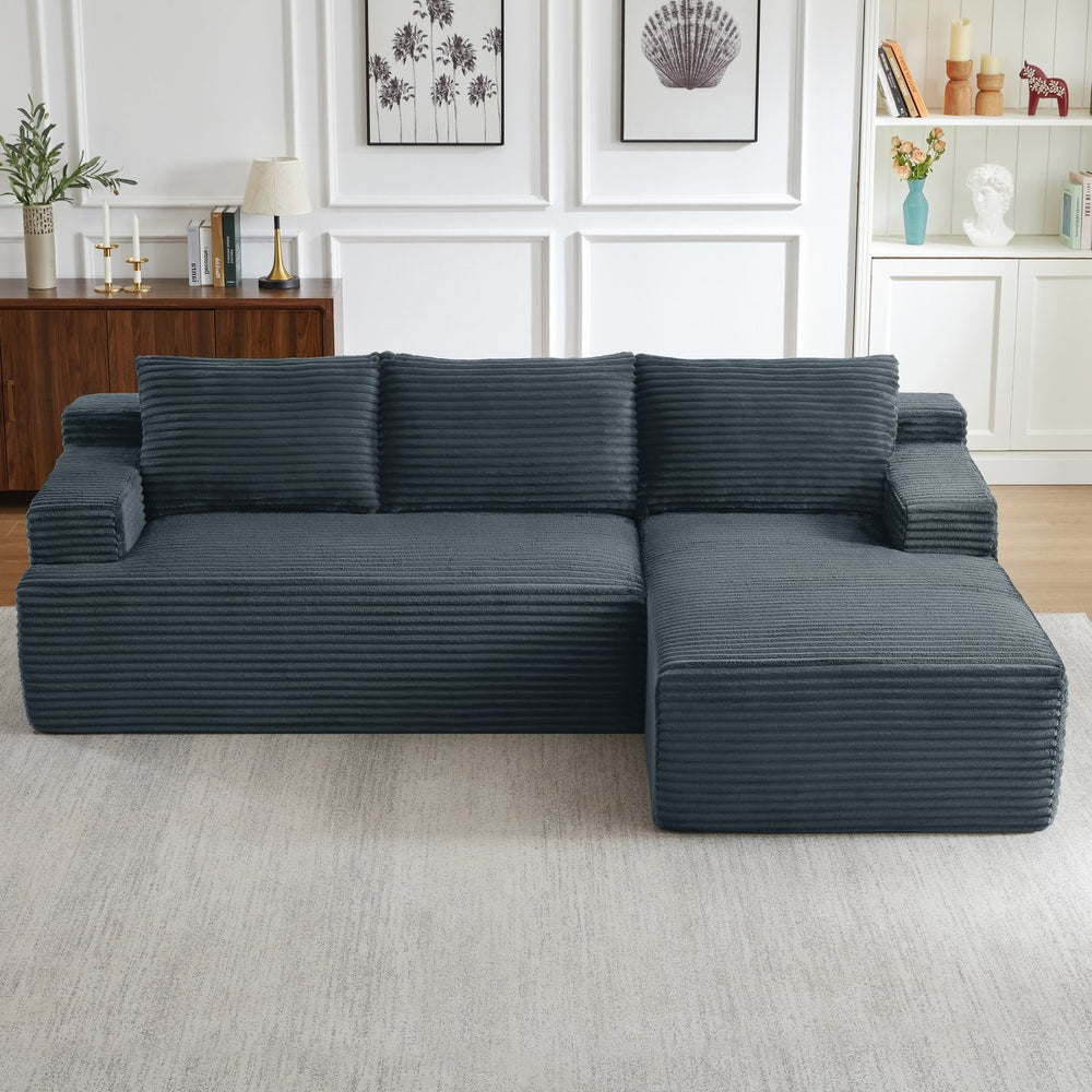 English Elm L-shaped Cloud Sectional Corduroy Sofa Deep Seat Modular Sleeper for Any Living Space W2339P424638