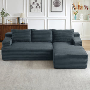 English Elm L-shaped Cloud Sectional Corduroy Sofa Deep Seat Modular Sleeper for Any Living Space W2339P424638