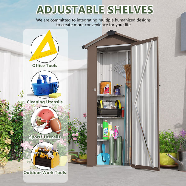 English Elm Campcraft Galvanized Iron Compact Outdoor Storage Shed with Locking Door Weather Resistant W1598P283840
