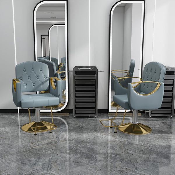 English Elm Hydraulic Salon Chair with Foot Pump Swivel Base Pu Leather Seat for Barber Tattoo Spa W2700P410955