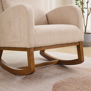 English Elm 27.2"w Wingback Glider Rocker Polyester Nursery Chair with Walnut Rubberwood Base W3188P304600