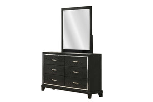 English Elm Contemporary Six Drawer Dresser Matte Black Finish Chrome Handles Tapered Legs Bedroom B011P447448