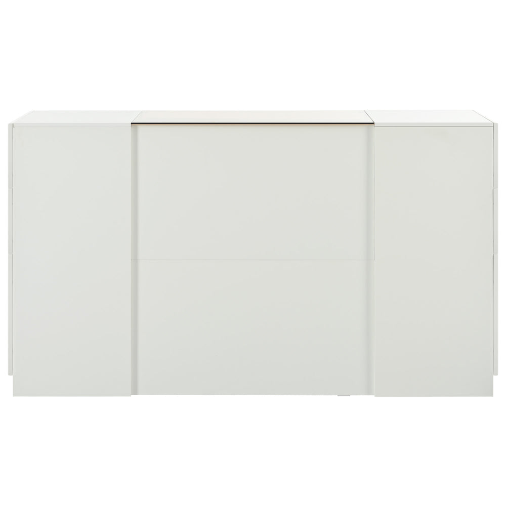 English Elm Modern Luxury Island Vanity Dresser with Brown Glass Top, 6 Drawers, Display Shelves & Jewelry Tray for Bedroom Walk-In Closet Stylish Storage BS325564AAK