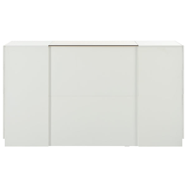 English Elm Modern Luxury Island Vanity Dresser with Brown Glass Top, 6 Drawers, Display Shelves & Jewelry Tray for Bedroom Walk-In Closet Stylish Storage BS325564AAK