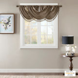 Madison Park Elena Traditional Faux Silk Waterfall Embellished Valance MP41-4955 Bronze