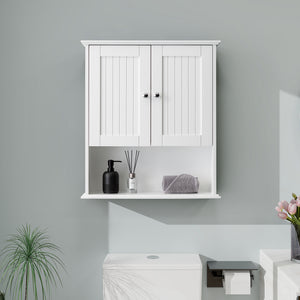 English Elm Upgraded Wall Mounted Bathroom Cabinet Mdf Over Toilet Storage with Soft Close Doors White T3785P356589