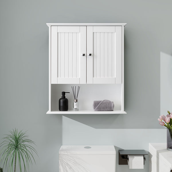 English Elm Upgraded Wall Mounted Bathroom Cabinet Mdf Over Toilet Storage with Soft Close Doors White T3785P356589