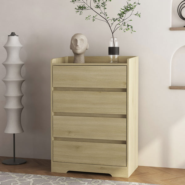 English Elm 4 Drawer Dresser Modern Waterproof MDF Chest with 4 Spacious Soft-Close Drawers, Sturdy Frame, Anti-Tip Safe Design W1321P351772