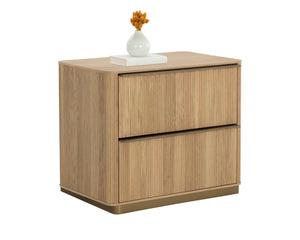 Sunpan Kalla Nightstand - Elegant Design with Steel Base, Soft Closing Drawers & Unique Wood Character Rustic Oak