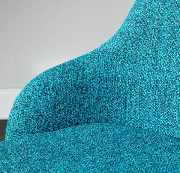 English Elm Dining/ Accent Chair Slatted Walnut Wood Frame Teal Upholstered Mid-century Seat B202P472715