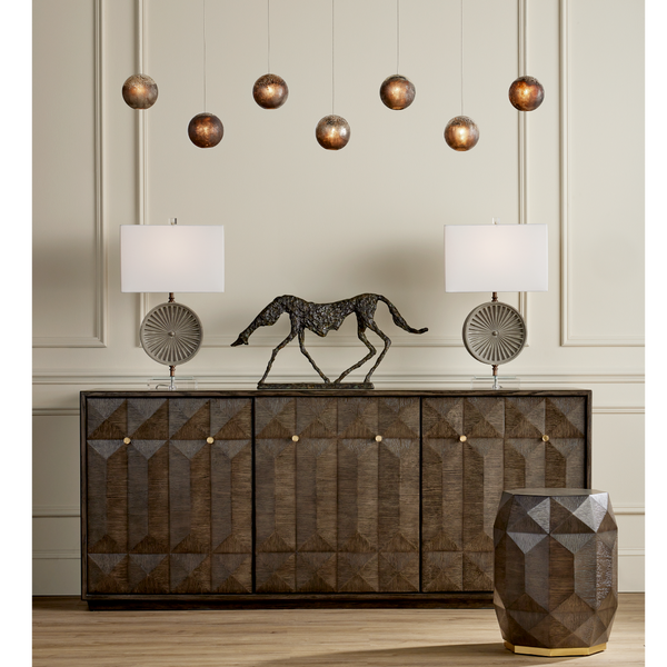 Kendall Dove Gray Credenza with Polished Brass Accents - Contemporary Storage for Modern Homes