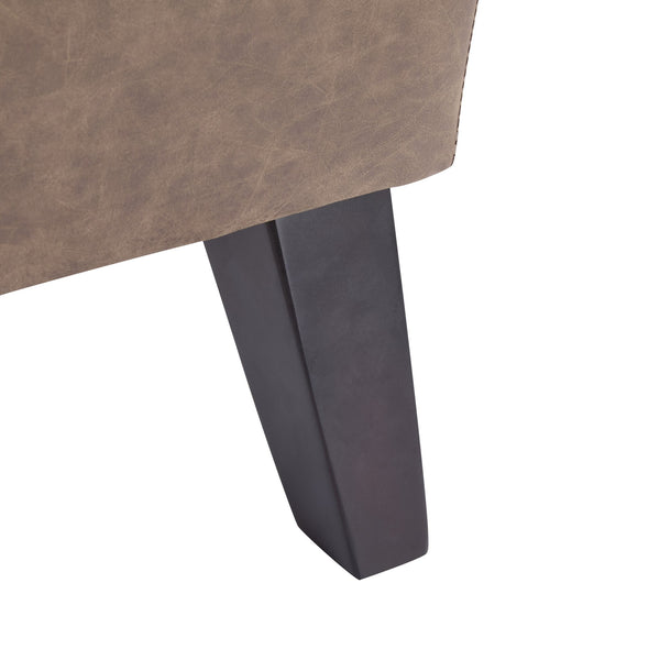 English Elm Christopher Knight Home® - FINLAY Curved KD Chaise Lounge Dark Coffee PU Leather Birch Wood Legs — Contemporary Comfort 62" N776P298861C