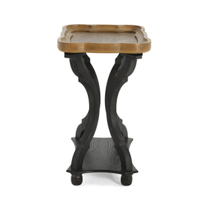 English Elm Christopher Knight Home® - End Hourglass Accent Table with Lipped Rectangular Top, French Country Firwood Charm and Elegance Black+Natural N771P223027B