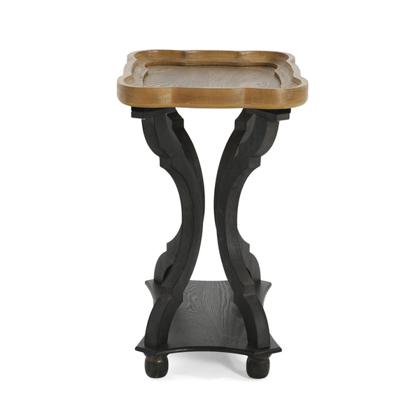 English Elm Christopher Knight Home® - End Hourglass Accent Table with Lipped Rectangular Top, French Country Firwood Charm and Elegance Black+Natural N771P223027B