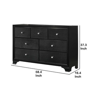 English Elm Transitional Six Drawer Dresser Gray Veneer Finish with Black Chamfered Legs Bedroom B056P416779