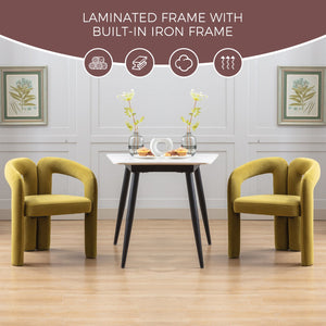 English Elm Contemporary Olive Velvet Upholstered Dining Accent Chair Set of 2 – Curved Barrel Comfort, Steel Frame Durability W395103724