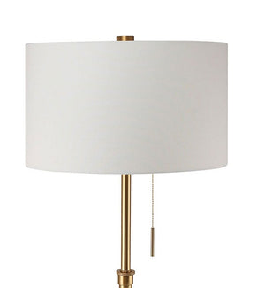 English Elm Vintage Tripod Floor Lamp with Stained Gold Metal Legs, Ivory Shade, Pull Switch, Adjustable Height Brushed Gold 21 L x 21 W x 22 H B2741P317228