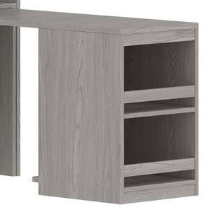 English Elm Multifunctional Wardrobe Cabinet with Fold Out Desk Hanging Rod and Storage Drawers Gray W1580S00476