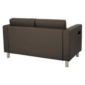 OSP Home Furnishings Atlantic Compact Loveseat with Built-in Usb Charging Ports and Chrome Legs for Modern Spaces Graphite ATL52-R111