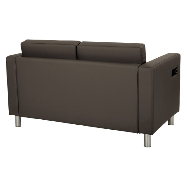 OSP Home Furnishings Atlantic Compact Loveseat with Built-in Usb Charging Ports and Chrome Legs for Modern Spaces Graphite ATL52-R111