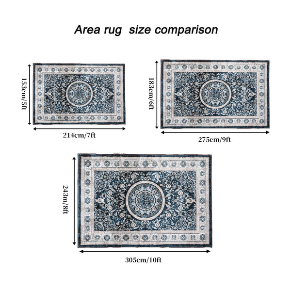 English Elm Area Rug 6X9 Vintage Bohemia Floral Design - Non-Slip, Washable, Durable For Living Room & Kitchen W2907P265136