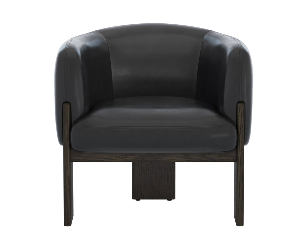 Sunpan Trine Lounge Chair - Luxurious Comfort with Unique Shape and Handcrafted Wood Base for Any Home Style Dark Brown / Vintage Black Night Leather